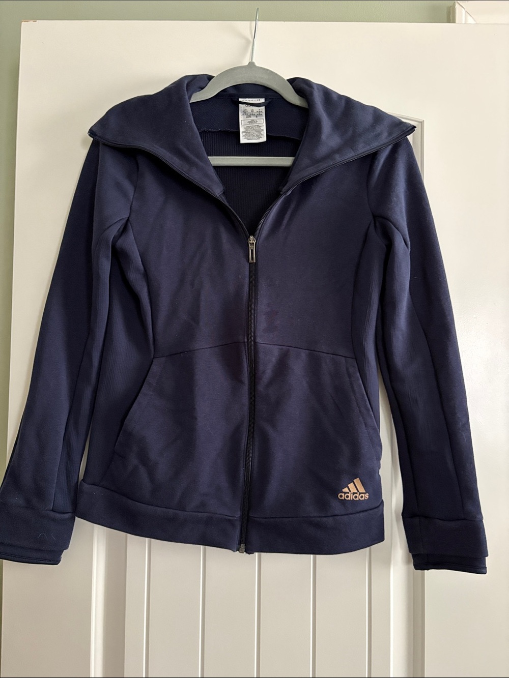 adidas Women’s Navy Full-Zip Sweater Jacket with Logo